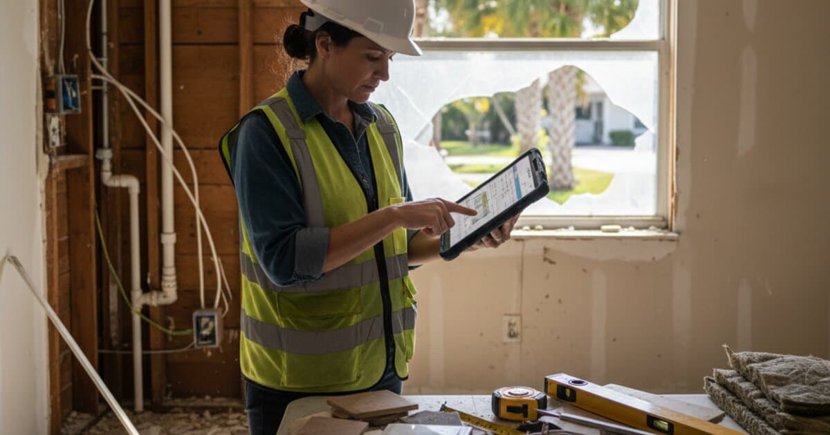 Restoration cost estimate document with calculator for Central Florida property damage repair